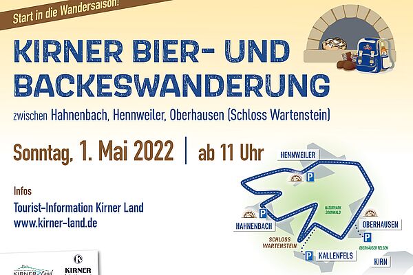 Plakat Kirner Bier- und Backeswanderung am 1. Mai 2022