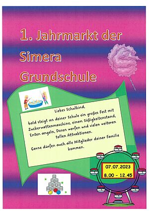 Plakat des 1. Jahrmarktes der Simera Grundschule
