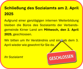 Hinweisschild Sozialamt geschlossen