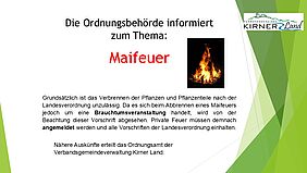 Hinweistafel Maifeuer