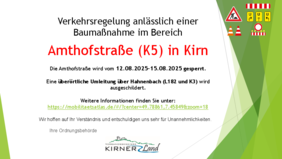 Schild Verkehrsregelung Amthofstraße in Kirn 
