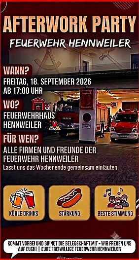 Plakat Afterwork Party FFW Hennweiler