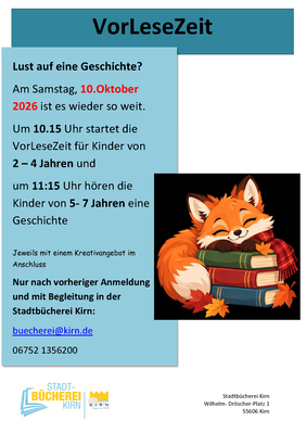 Plakat Vorlesezeit Oktober