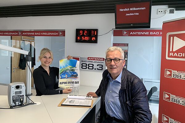 Joachim Fritz vom Stadtmarketing Kirner Land, im Studio von Antenne Bad Kreuznach