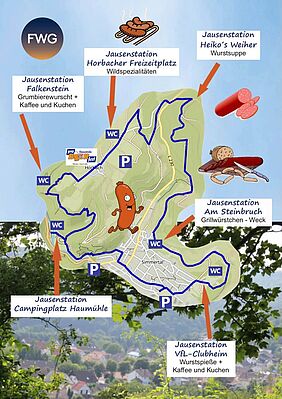 Simmertaler Wurstwanderung Übersichtsplan